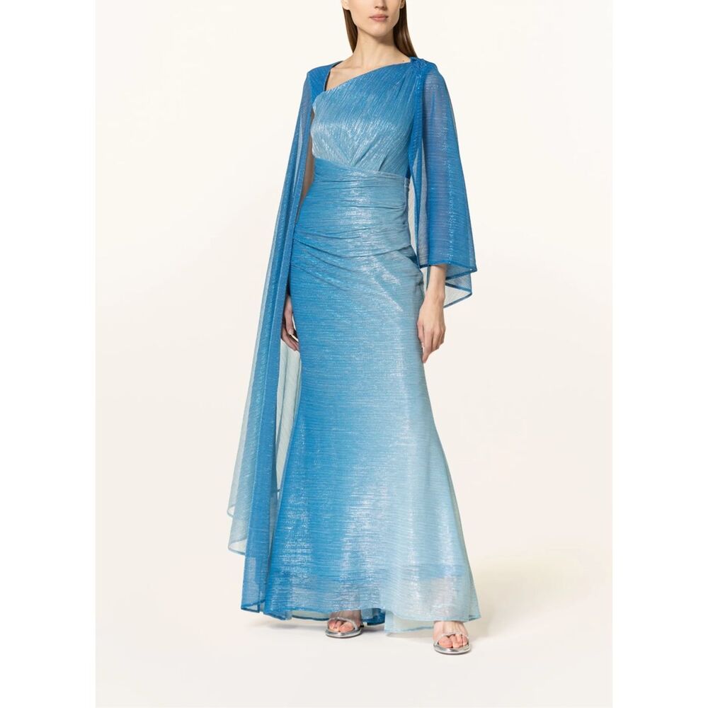 NWT Talbot Runhof Glitter Thread Mousse Gown Evening Dress Light Blue Size US 14